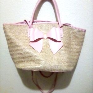 💐 Like Dreams Poppy Bowtie Straw shoulder bag